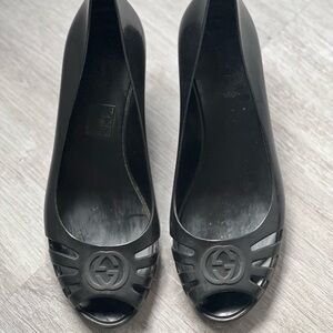 Gucci Women's Black Peep-Toe Shoes